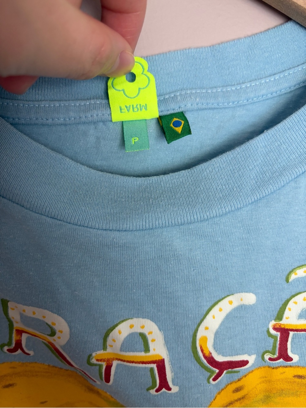 FARM Brasil Tropical Heart Blue T-Shirt Small - Picture 4 of 7